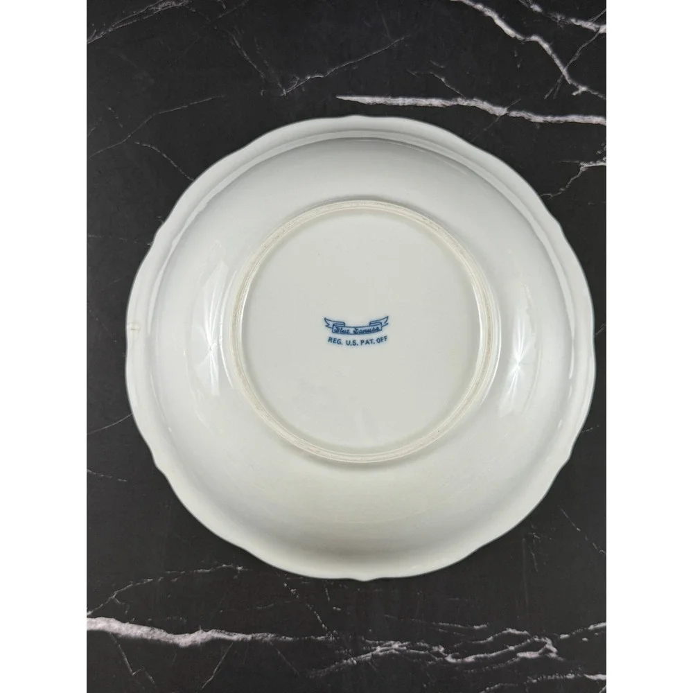 VTG Blue Danube Blue Onion 10in Serving Vegetable Bowl Banner Backstamp